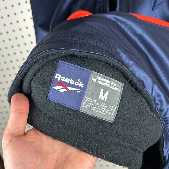 Denver Broncos Vintage Puffer Jacket Medium Reebok 90s Fleece Lined Half Zip Y2K - Picture 7 of 9